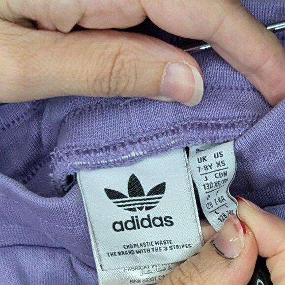 *3/$10* adidas Classic Striped Sweatpants Mauve White Size 8 Size XS - Picture 3 of 3